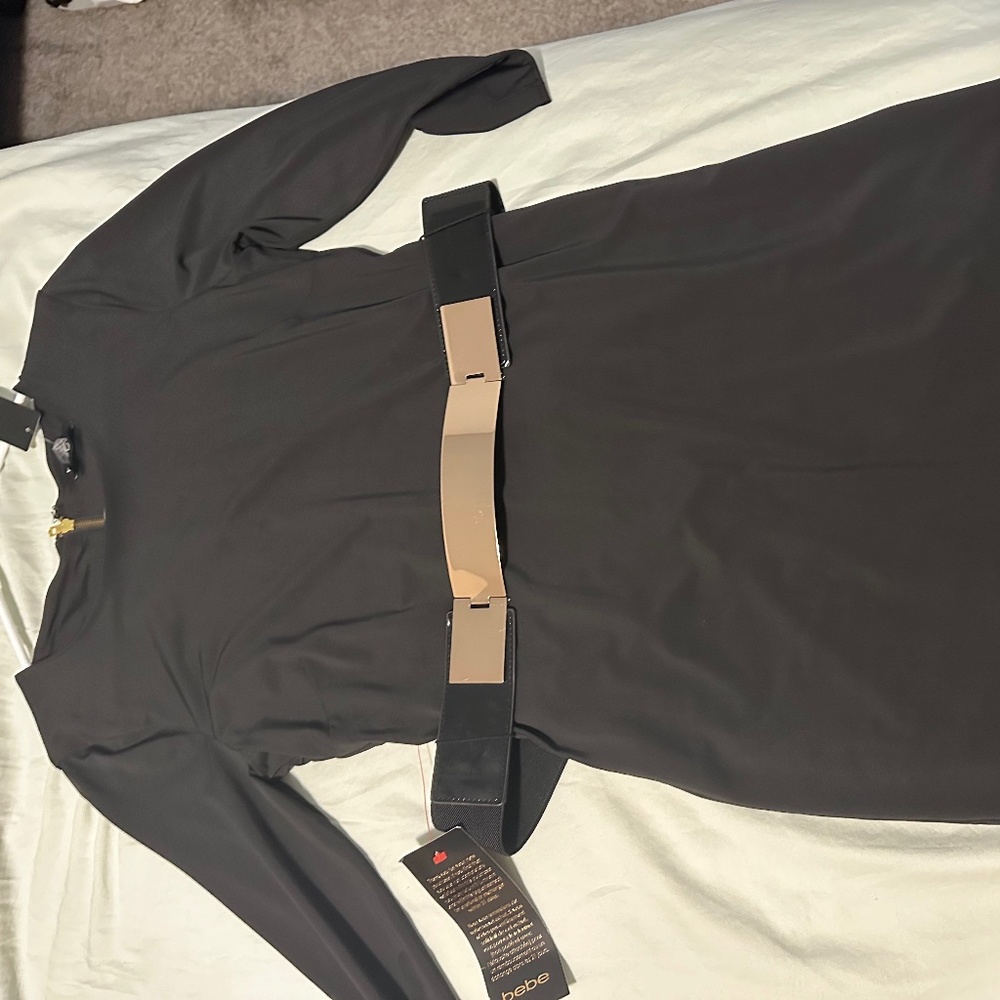 BEBE Black Dress with Belt (Medium)